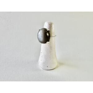 Moonstone Cat's Eye Grey Chatoyancy Ring Unisex Sri Lankan Gemstone Ring Size 7